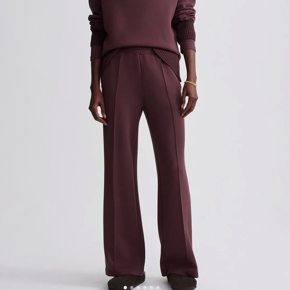 Varley Wide-Leg Ponte Pants in Deep Plum
